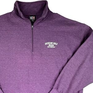 Outfitter Trading Pullover Men 2XL Jackson Hole‎ Wyoming Purple 1/4 Zip Fleece